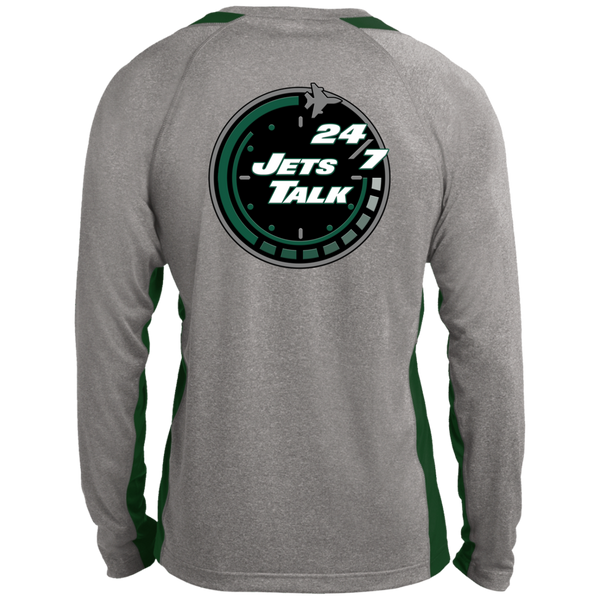 Jets Talk NEW Logo  Long Sleeve Heather Colorblock Performance Tee