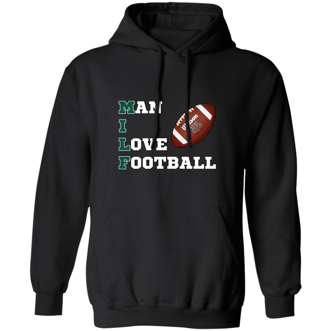 CustomCat Milf - Man I Love Football Hoodie Black / 2XL