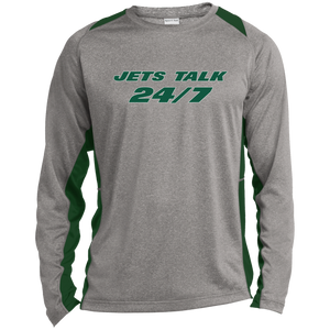 Jets Talk NEW Logo  Long Sleeve Heather Colorblock Performance Tee