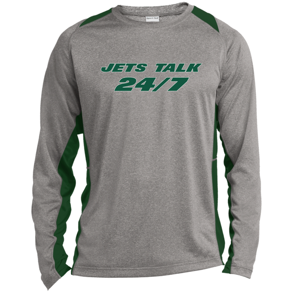 Jets Talk NEW Logo  Long Sleeve Heather Colorblock Performance Tee