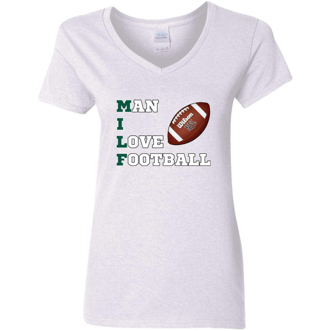 MILF (Ladies) - Man I Love Football 5.3 oz. V-Neck T-Shirt